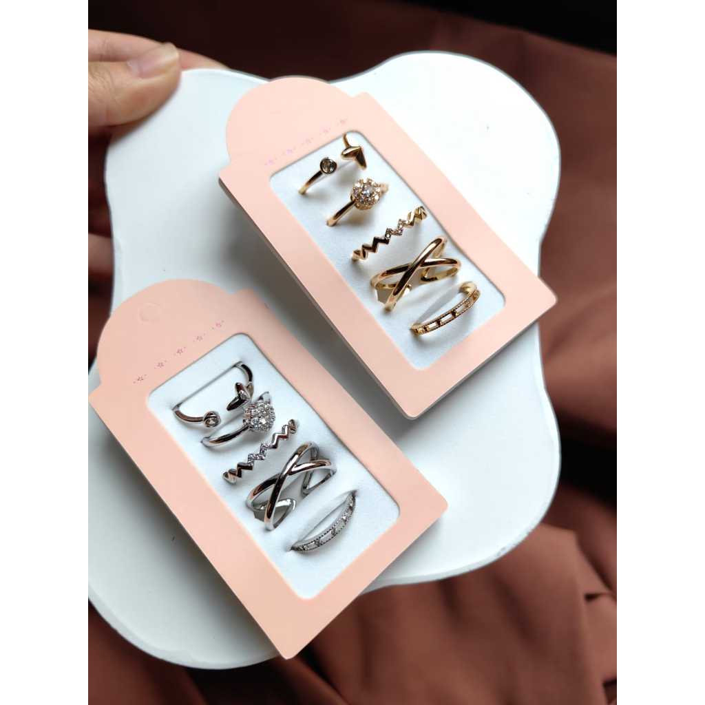 Kit 5pçs/Conjunto Anel de Articulação de Dedo Latão com Zircônia Feminino para Presente Varios Números