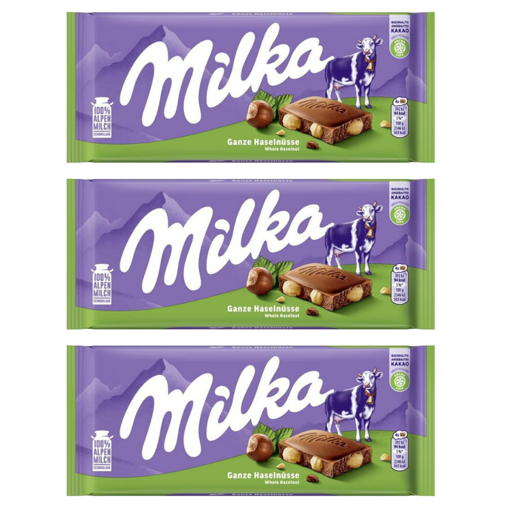 3 Milka Halzenuts Chocolate Ao Leite C/ Avela Triturada