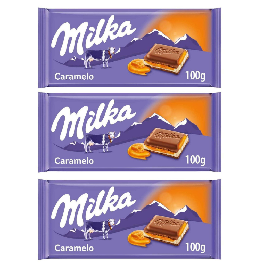 3 Milka Caramel Chocolate & Caramelo Cremoso Importado