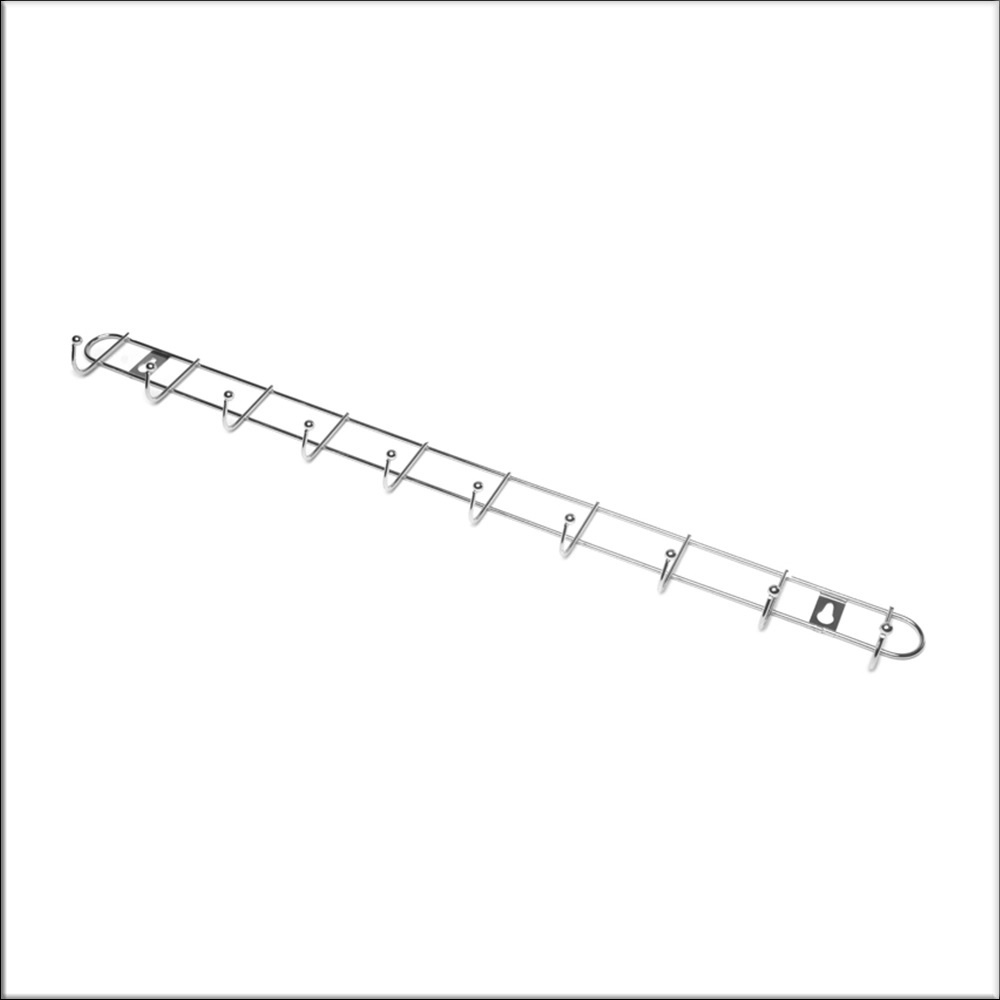 Cabideiro Gancheira De Parede/Porta Inox 10 Ganchos P/ Roupa 58cm