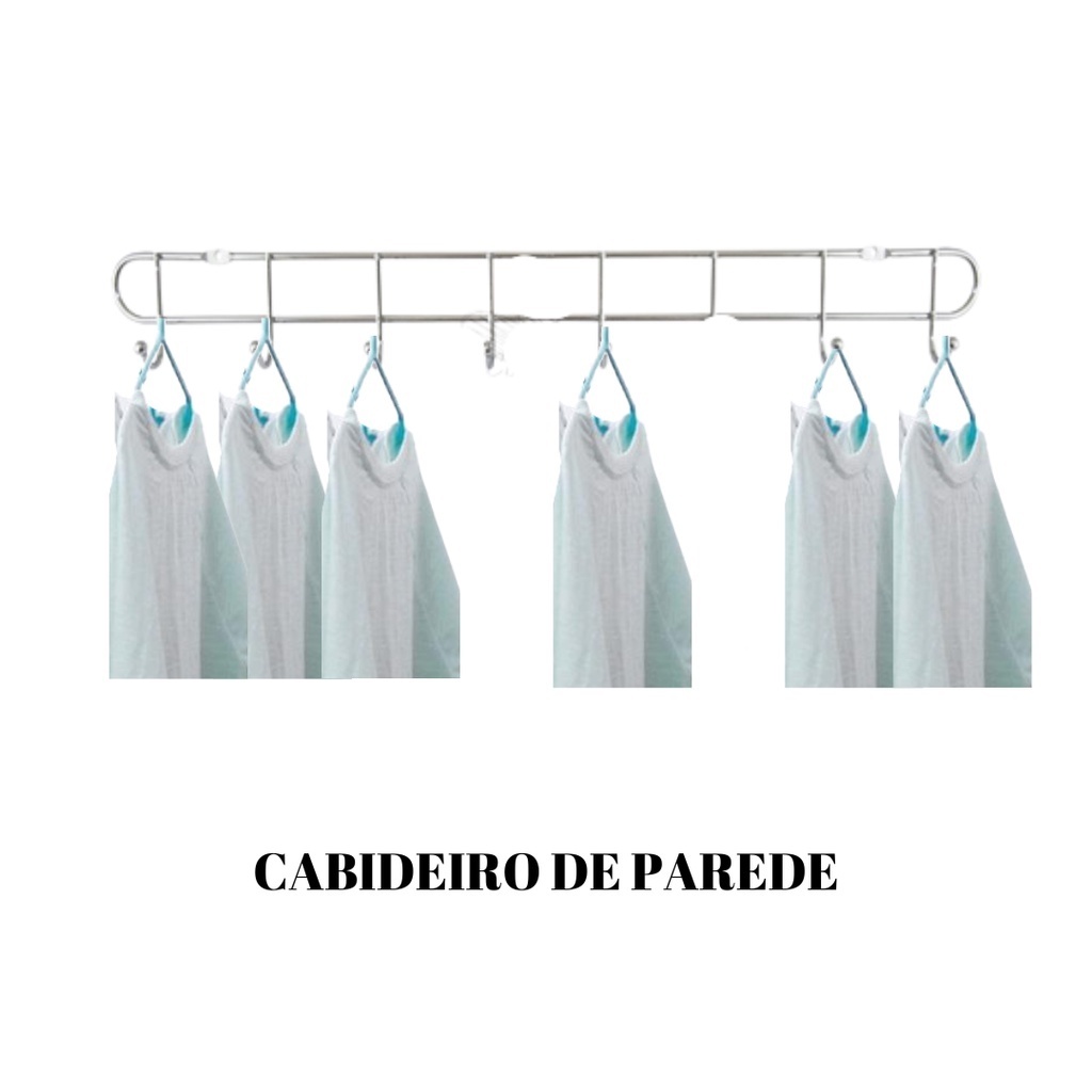 Cabideiro Gancheira De Parede/Porta Inox 10 Ganchos P/ Roupa ou acessórios  - 58cm