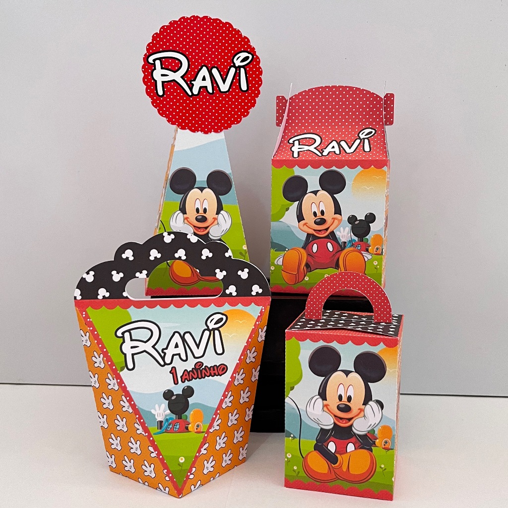 Kit Pegue e Monte Mickey - kit festa - lembrancinha - aniversario - caixinhas personalizadas - festa infantil