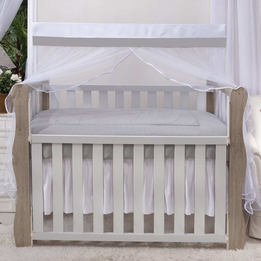 MOSQUITEIRO PARA BERÇO PADRÃO AMERICANO BEBÊ BRANCO COM BARRADO  LISO  CINZA  NEUTRO  MENINO  MENINA em Oferta na Shopee