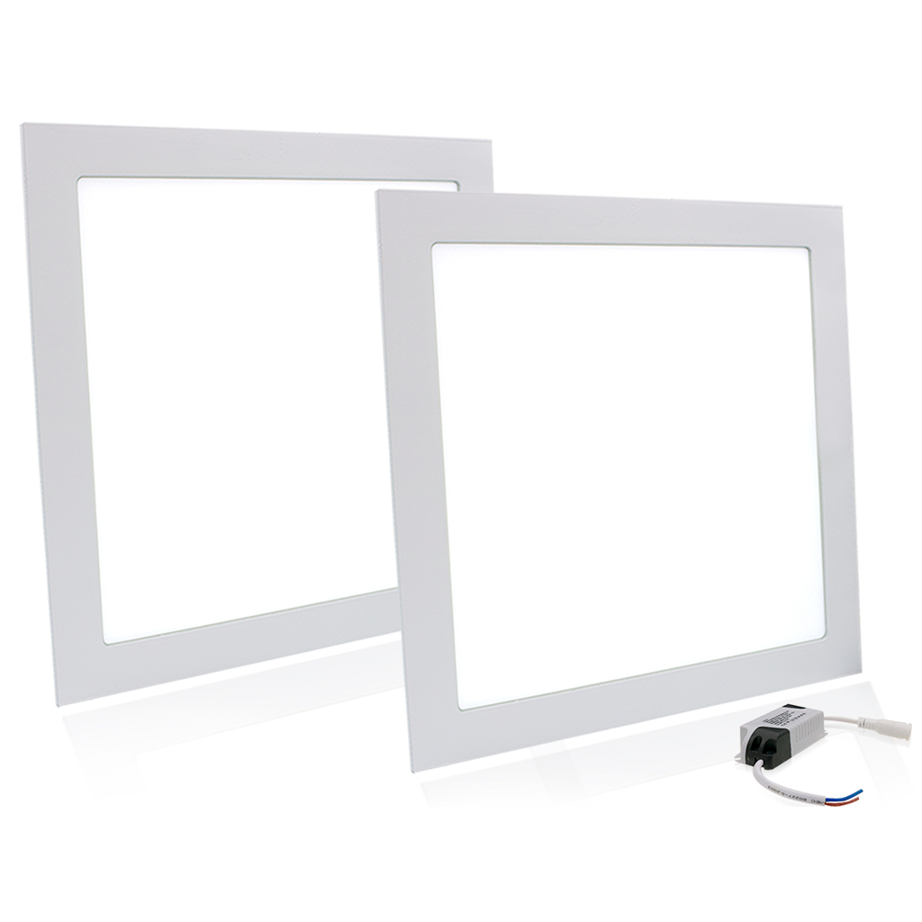 Kit 2 Painel Plafon Led Embutir 25w Quadrado Slim Branco Luz Frio | Quente | Neutro