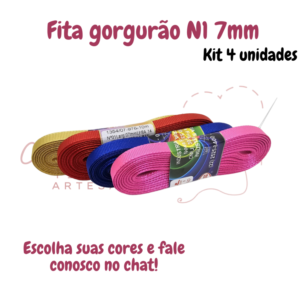 Kit Fita Gorgurão N1(7mm) 4 peças com 10 metros totalizando 40 metros - Ref: 1354/07