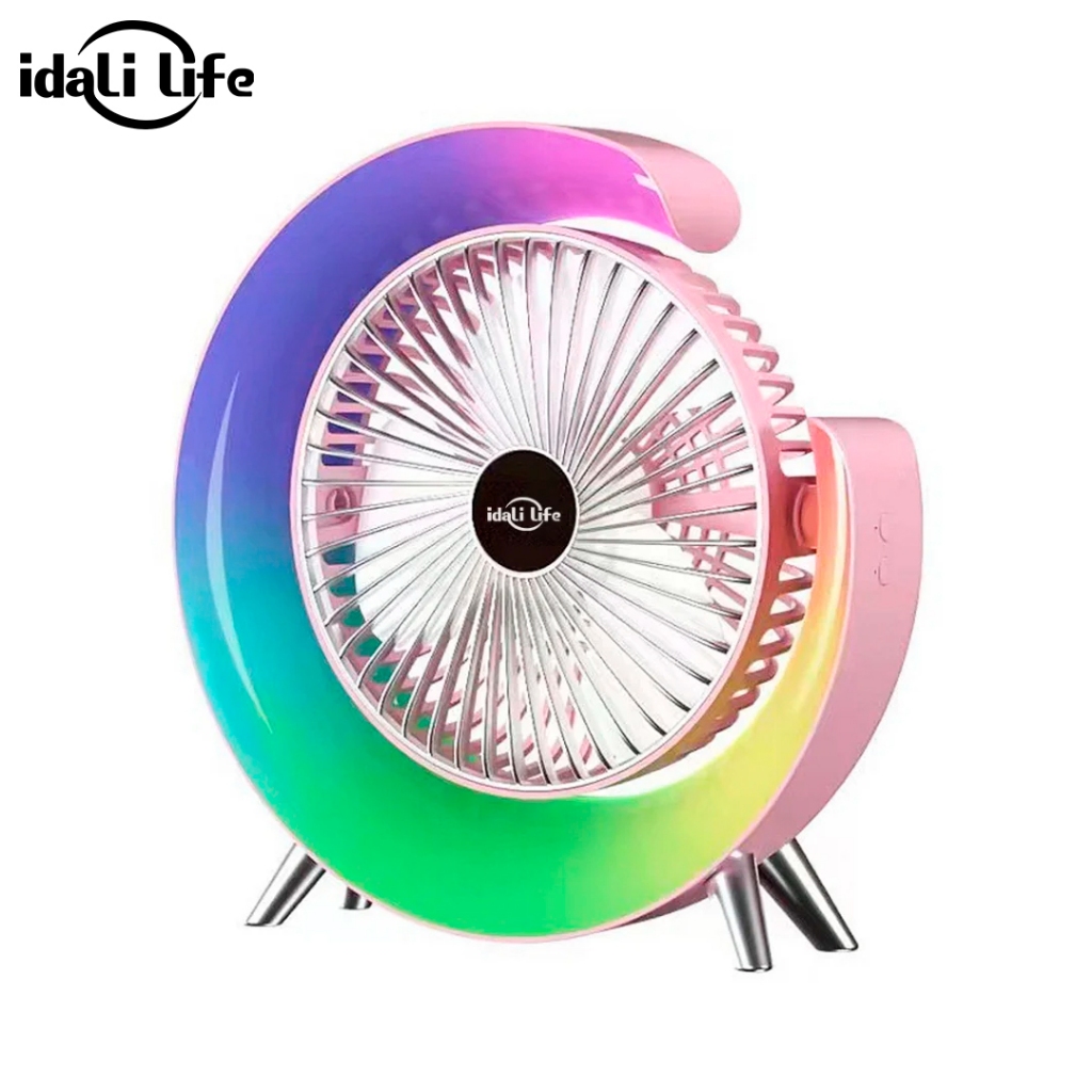 Ventilador de Mesa Silencioso Portátil Colorido RGB Desktopfan Vento Fresco Idali Life