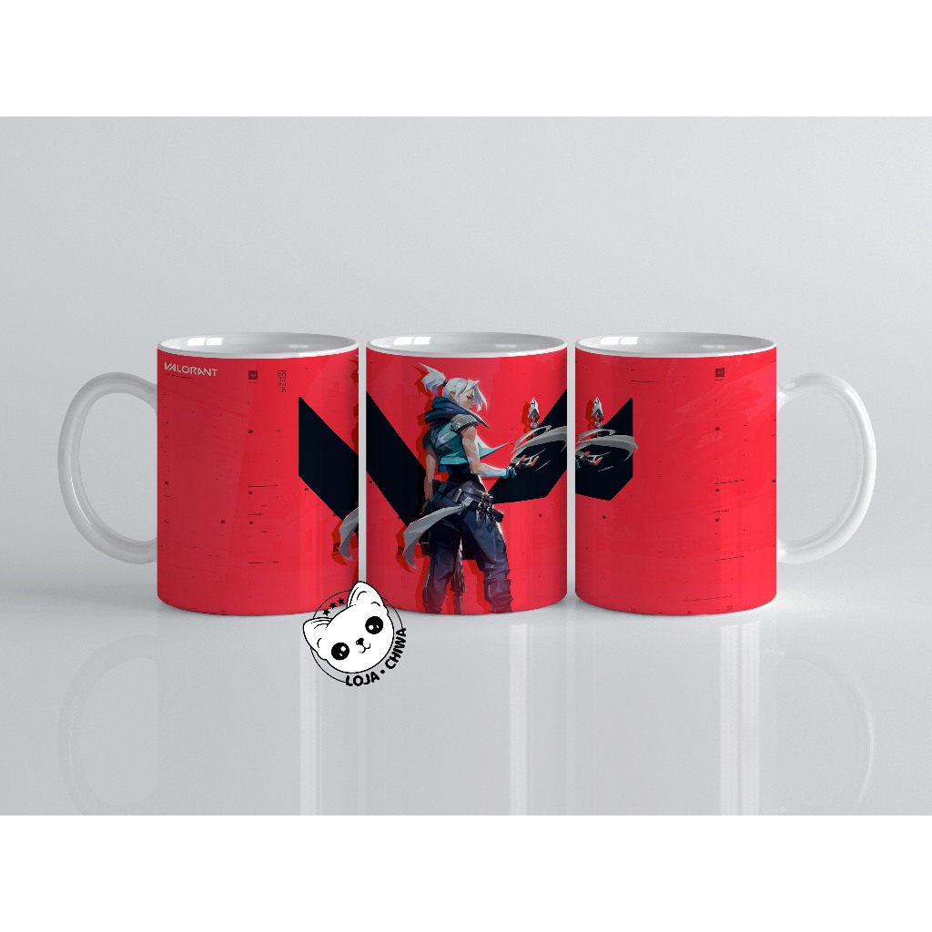 Caneca Personalizada Valorant Agente Jett Jogo Gamer PC Shooter Game Personagem Xicara Cerâmica Importada