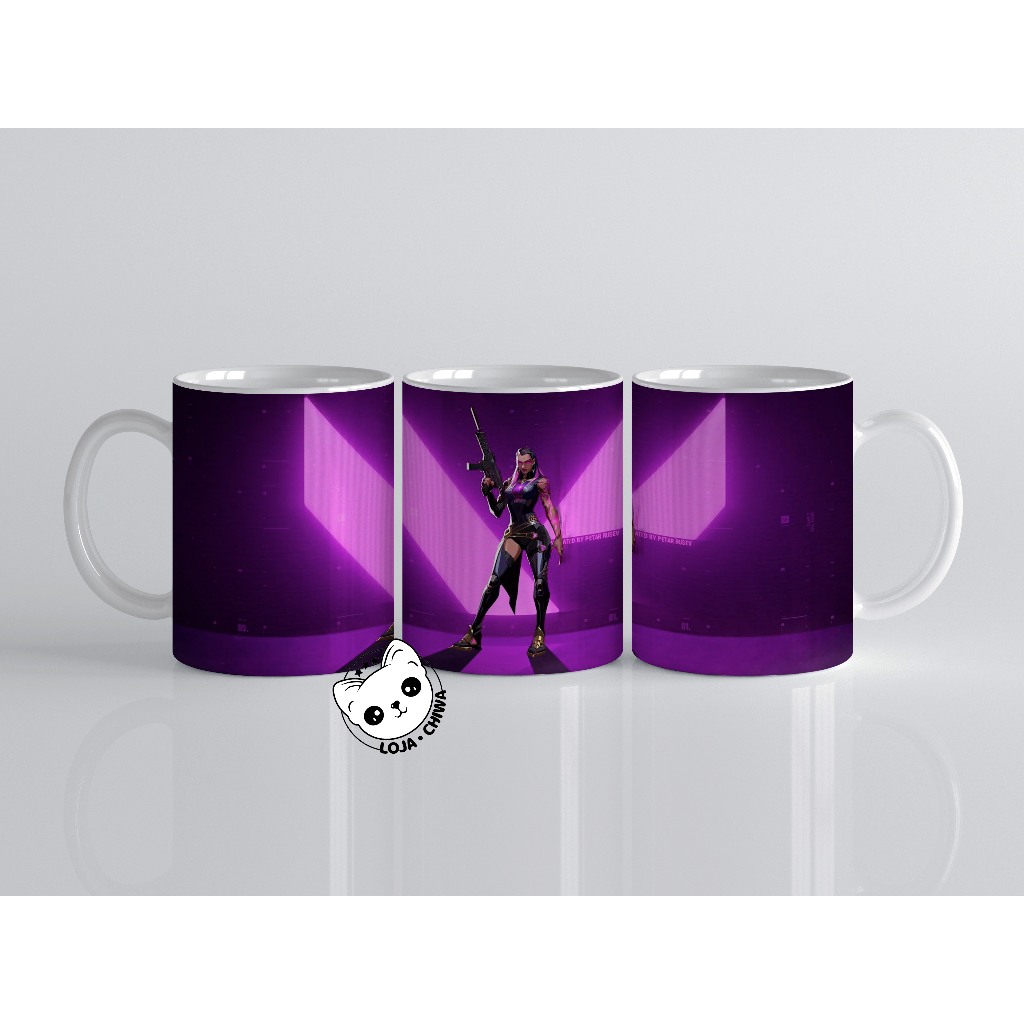 Caneca Personalizada Valorant Agente Reyna Jogo Gamer PC Shooter Game Personagem Xicara Cerâmica Importada