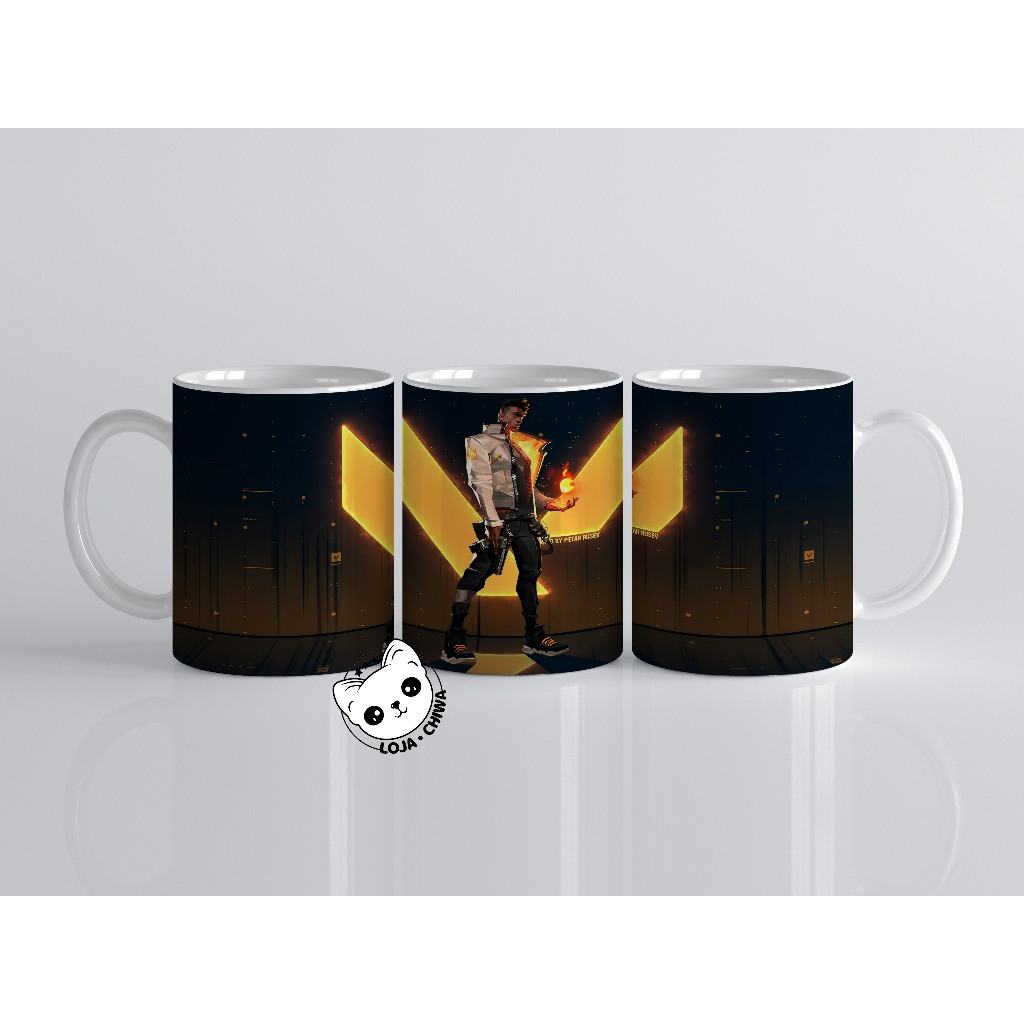 Caneca Personalizada Valorant Agente Phoenix Jogo Gamer PC Shooter Game Personagem Xicara Cerâmica Importada