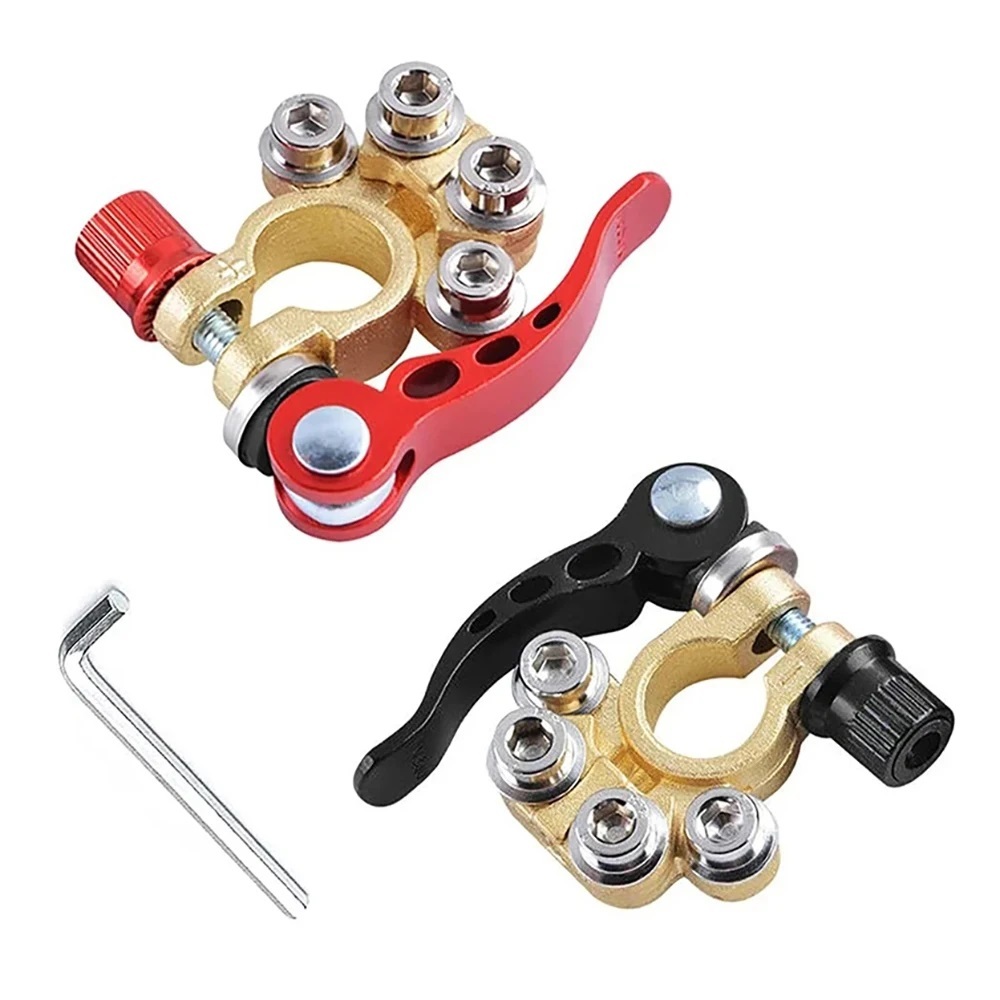 Kit De Terminal Conector Para Bateria Carro 02 Peças Universal Com Chave Com Engate Rapido