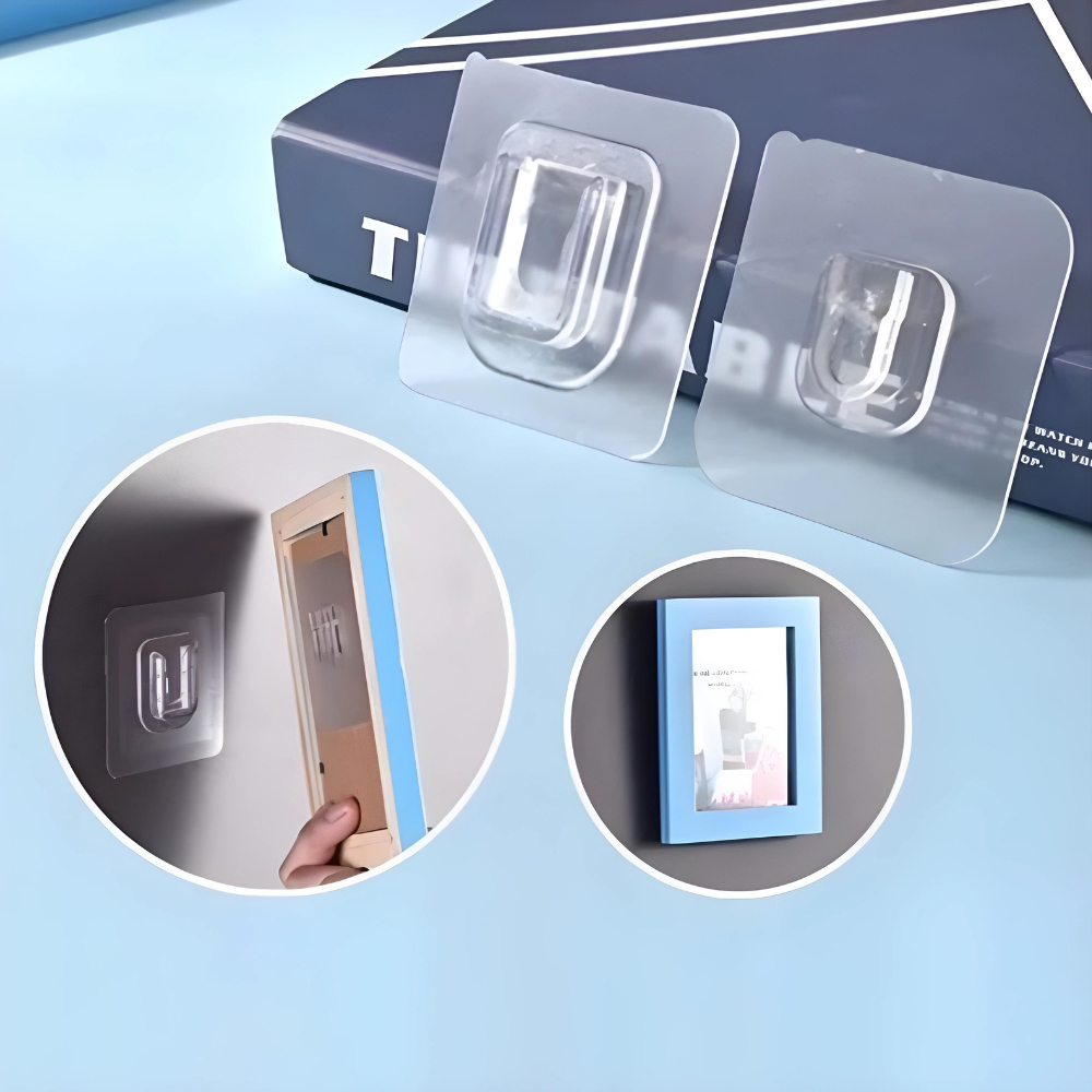 Gancho Pares Adesivo Dupla Face Transparente Sem pregos Furos Multiuso Para Banheiro Quarto Cozinha Sala — imagem 2 de 2