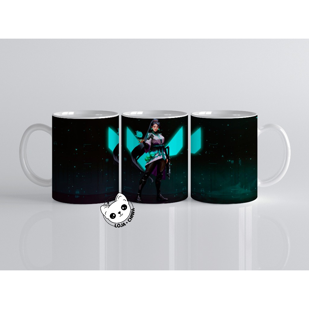 Caneca Personalizada Valorant Agente Sage Jogo Gamer PC Shooter Game Personagem Xicara Cerâmica Importada