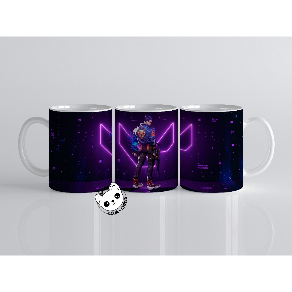Caneca Personalizada Valorant Agente Yoru Jogo Gamer PC Shooter Game Personagem Xicara Cerâmica Importada