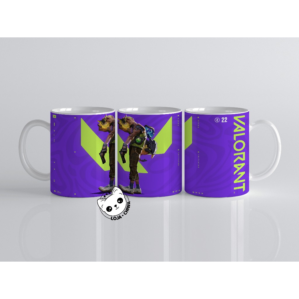 Caneca Personalizada Valorant Agente Gekko Jogo Gamer PC Shooter Game Personagem Xicara Cerâmica Importada