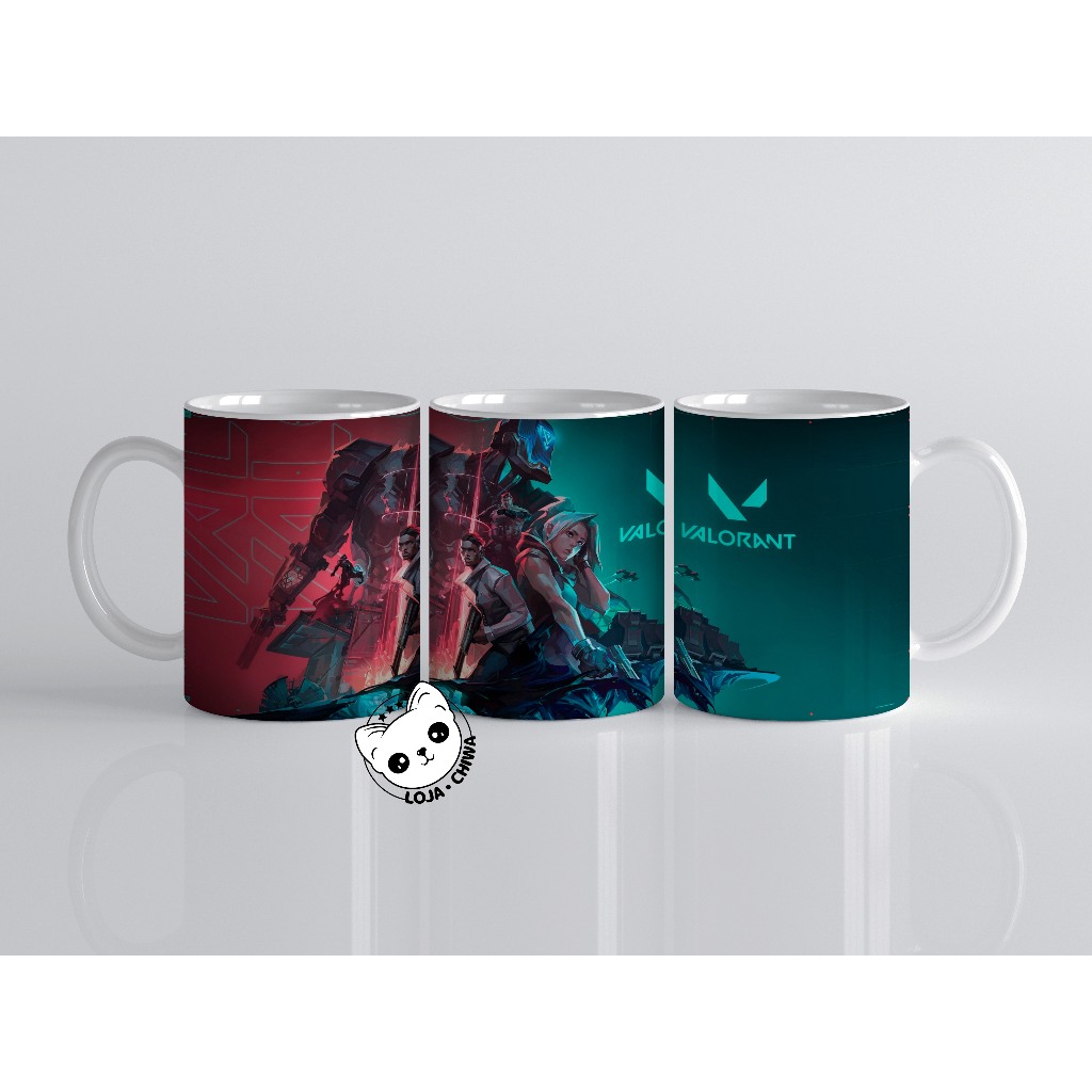 Caneca Personalizada Valorant Agentes Jogo Gamer PC Shooter Game Personagem Xicara Cerâmica Importada