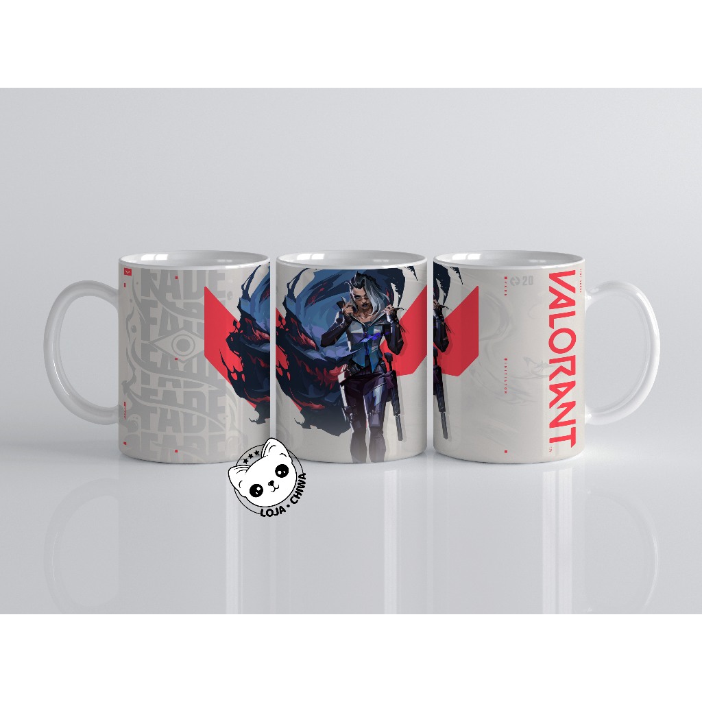 Caneca Personalizada Valorant Agente Fade Jogo Gamer PC Shooter Game Personagem Xicara Cerâmica Importada