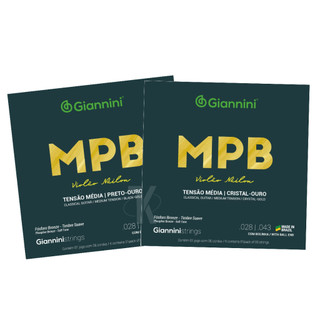 Encordoamento P/ Violão Náilon Giannini MPB Preto-Ouro / Cristal-Ouro Tensão Média