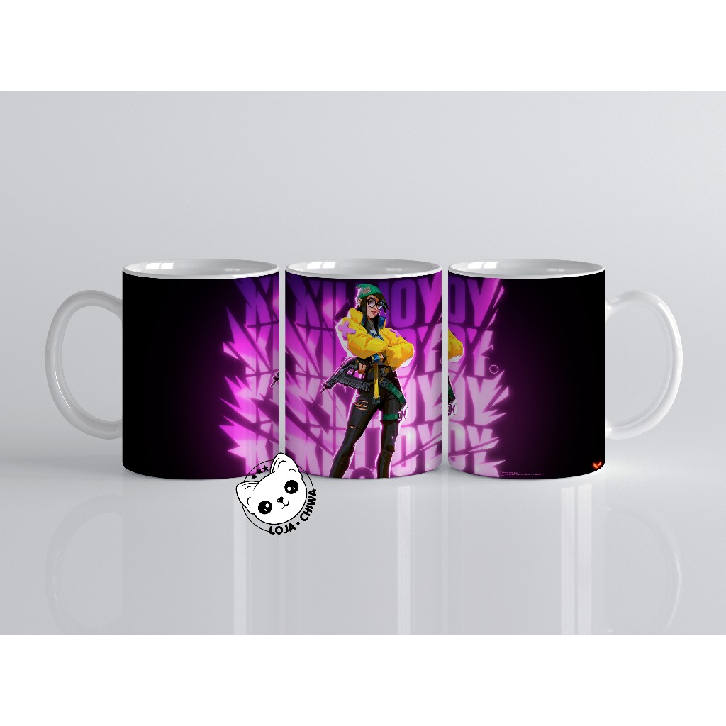 Caneca Personalizada Valorant Agente Killjoy Jogo Gamer PC Shooter Game Personagem Xicara Cerâmica Importada