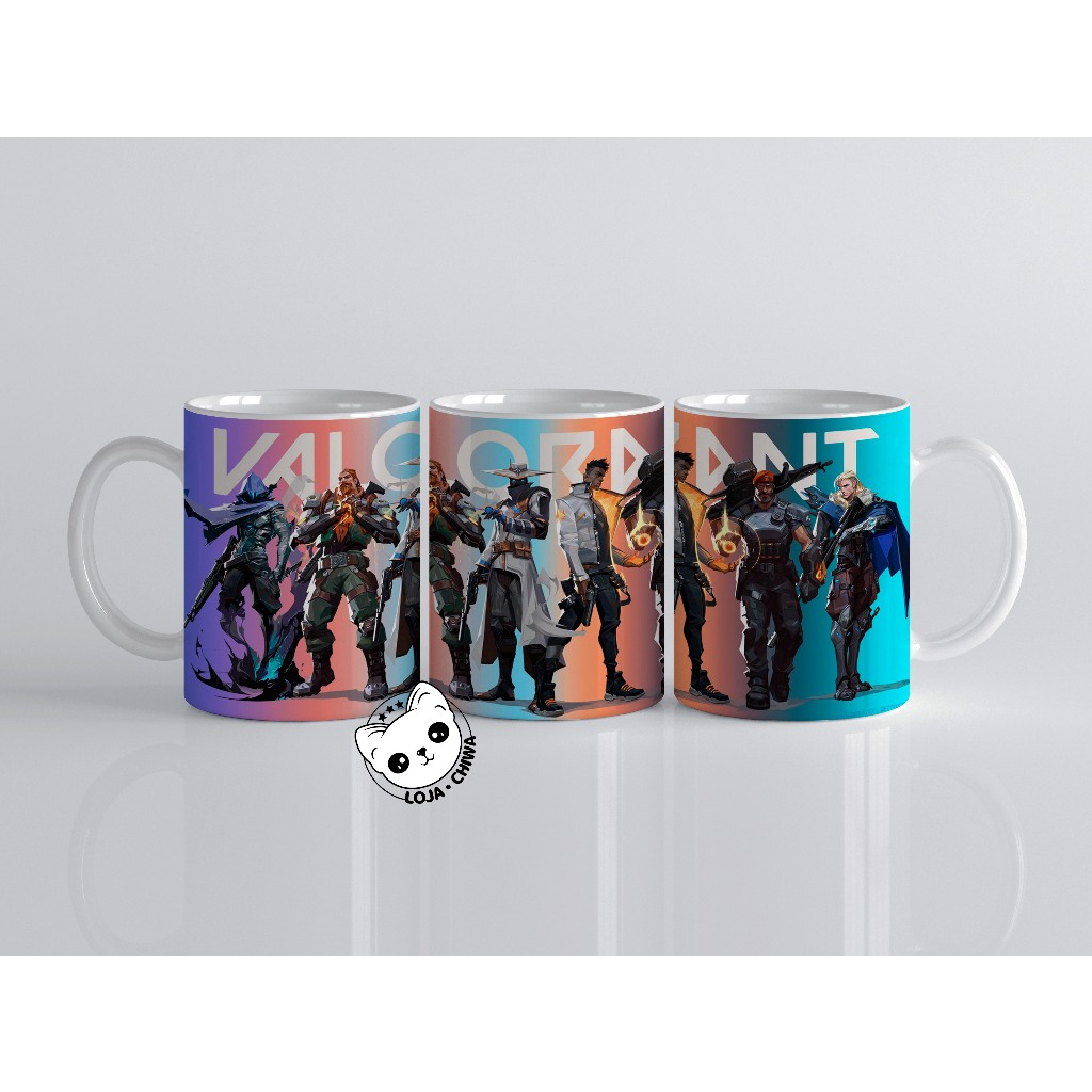 Caneca Personalizada Valorant Agentes Jogo Gamer PC Shooter Game Personagem Xicara 2 Cerâmica Importada
