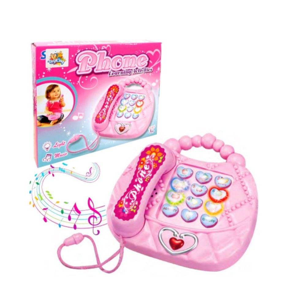 Telefone Rosa Musical Infantil Diversas Músicas E Luzes