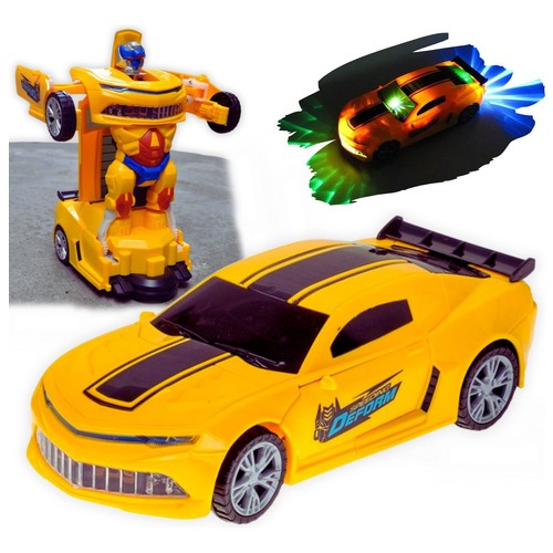 Carrinho Transformers  brinquedos de menino Vira Robo Bate E Volta Som E Luz