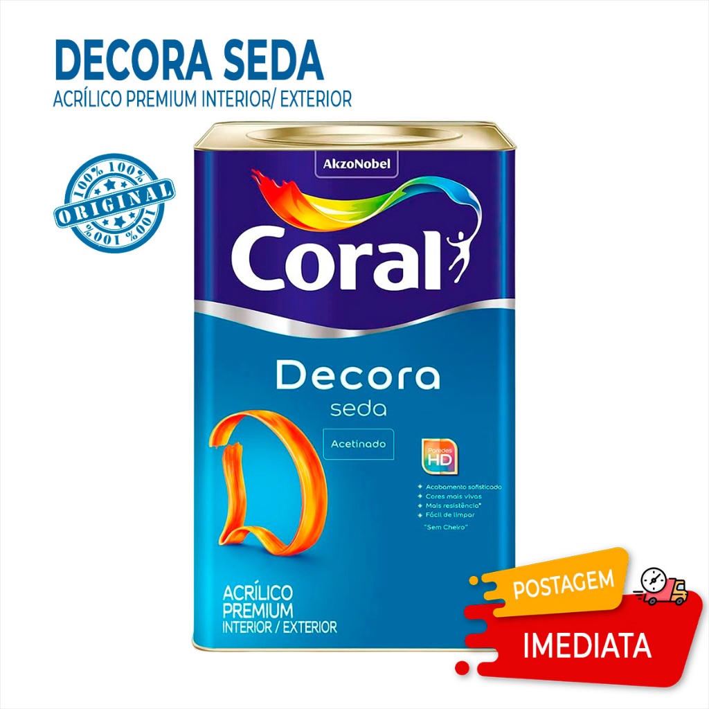 Tinta Acrílica Coral Decora Acabamento De Seda Acetinado 18L