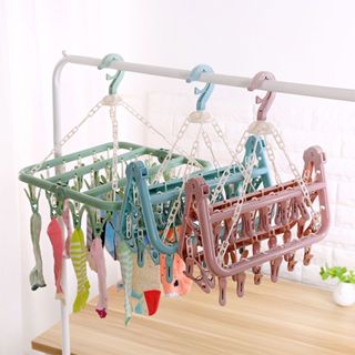 Varal Dobravel Roupas Intimas Meias Roupas Apartamento Reforçado Resistente Varal Com 48 Prendedores em Oferta na Shopee