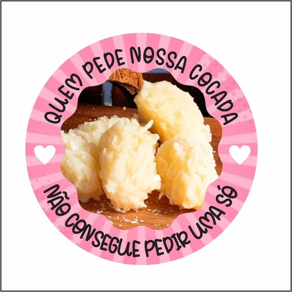 100 Adesivo Glossy - 4x4cm - Cocada - Adesivo Resistente a Água