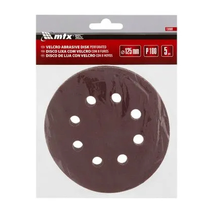 Disco de lixa com velcro perfurado P60 125mm MTX - 5 pçs