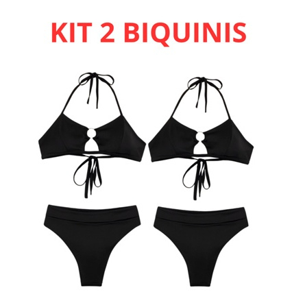 Kit 2 Biquini Hot Pant Argola Conjunto Sutian E Calcinha Cintura Alta Moda Praia Asa Delta
