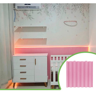 Kit Painel Ripado Rosê 30x30 - 22 peças (2m²) | Anti-impacto | Autocolante