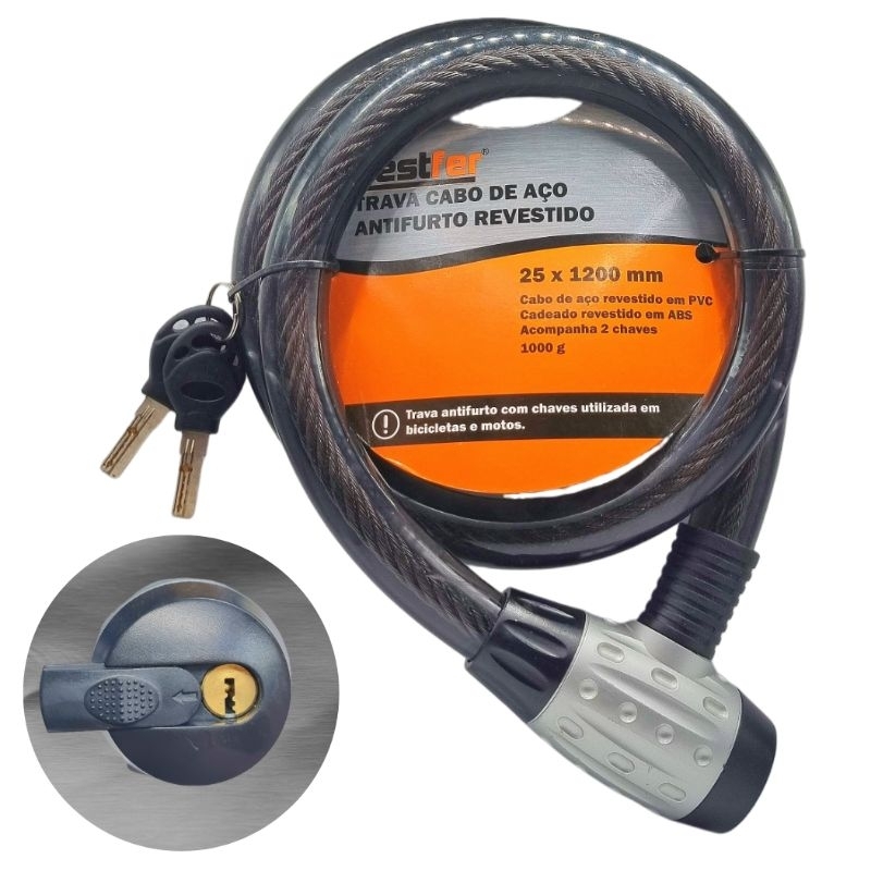 Cadeado para moto trava tranca corrente para bicicleta bike antifurto grosso reforçado reforçada segurança em Oferta na Shopee