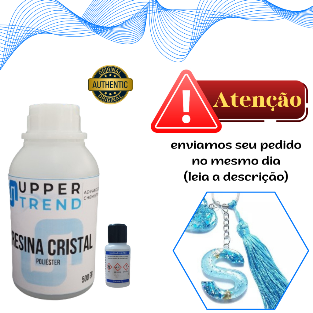 Resina Cristal Transparente 500g + Catalisador Secante | Artesanato, Moldes e Revestimentos em Oferta na Shopee