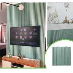 Kit 4m² Painel Ripado Menta 30x30 - 44 peças | Anti-impacto | Autocolante