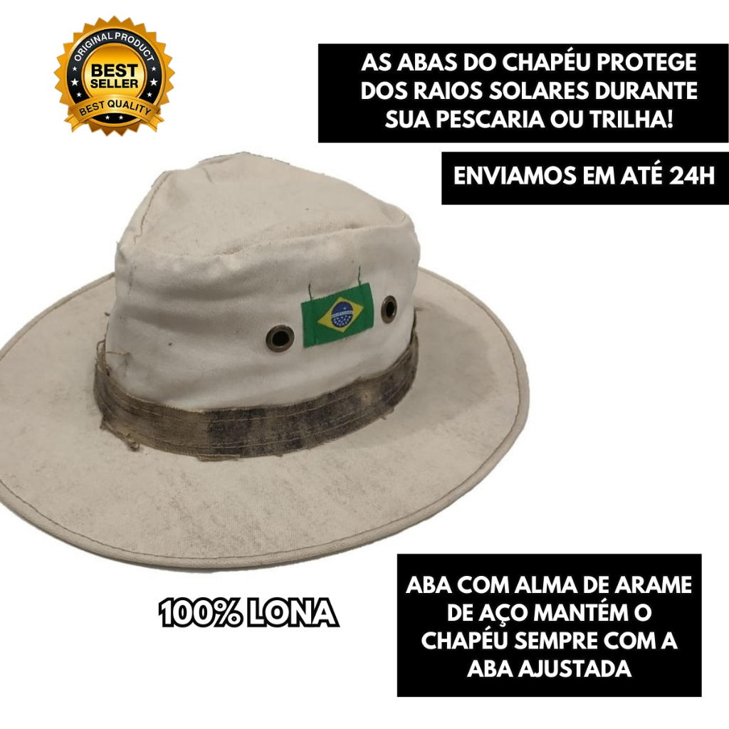 Kit 2 Chápeu Em Lona Reciclada Country Pantaneiro Rodeio Etiqueta Brasil