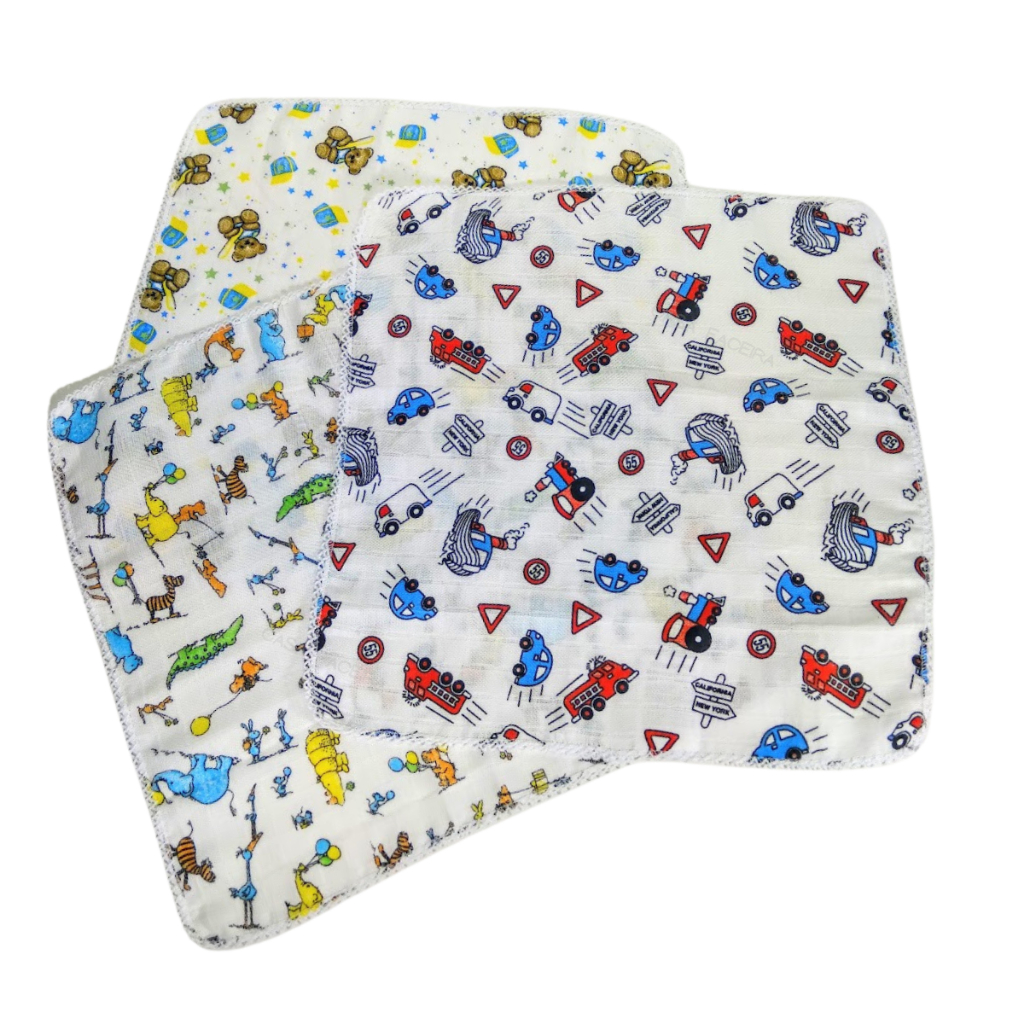 Kit Fralda Pano de Boca Enxoval Bebe Estampada Algodão Picueta Paninho Para Higiene Menino Menina
