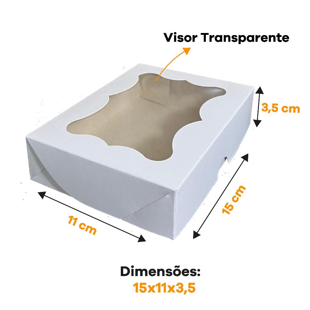 20 un - Caixa com Visor 15x11 Maleta Caixinha para Lembrancinhas Doces Presente - Caixa Kraft Branca