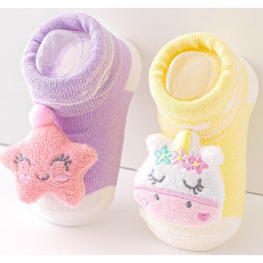 Kit 8 Pares de Meias Infantil Bebê Pantufa 3D Bichinho Meia Recém Nascido