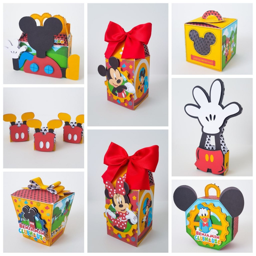 Kit Lembrancinhas A Casa Do Mickey Caixas Personalizadas Com Apliques 3D Festa Infantil
