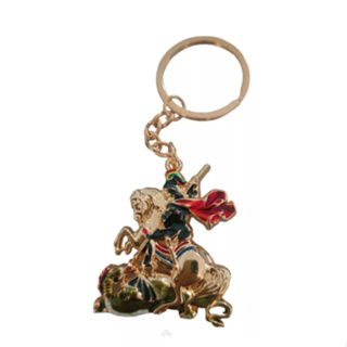 Chaveiro São Jorge Metal Inox Colorido Dourado Com Corrente em Oferta na Shopee