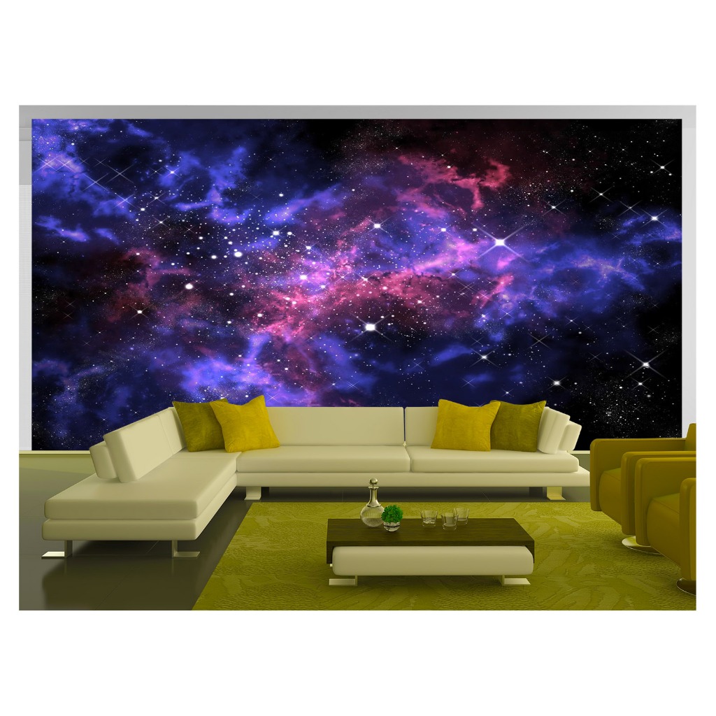 Papel de Parede de Teto - Adesivo Decorativo Para Teto - Espaço Universo Paisagem Céu Galaxia ROF - 068