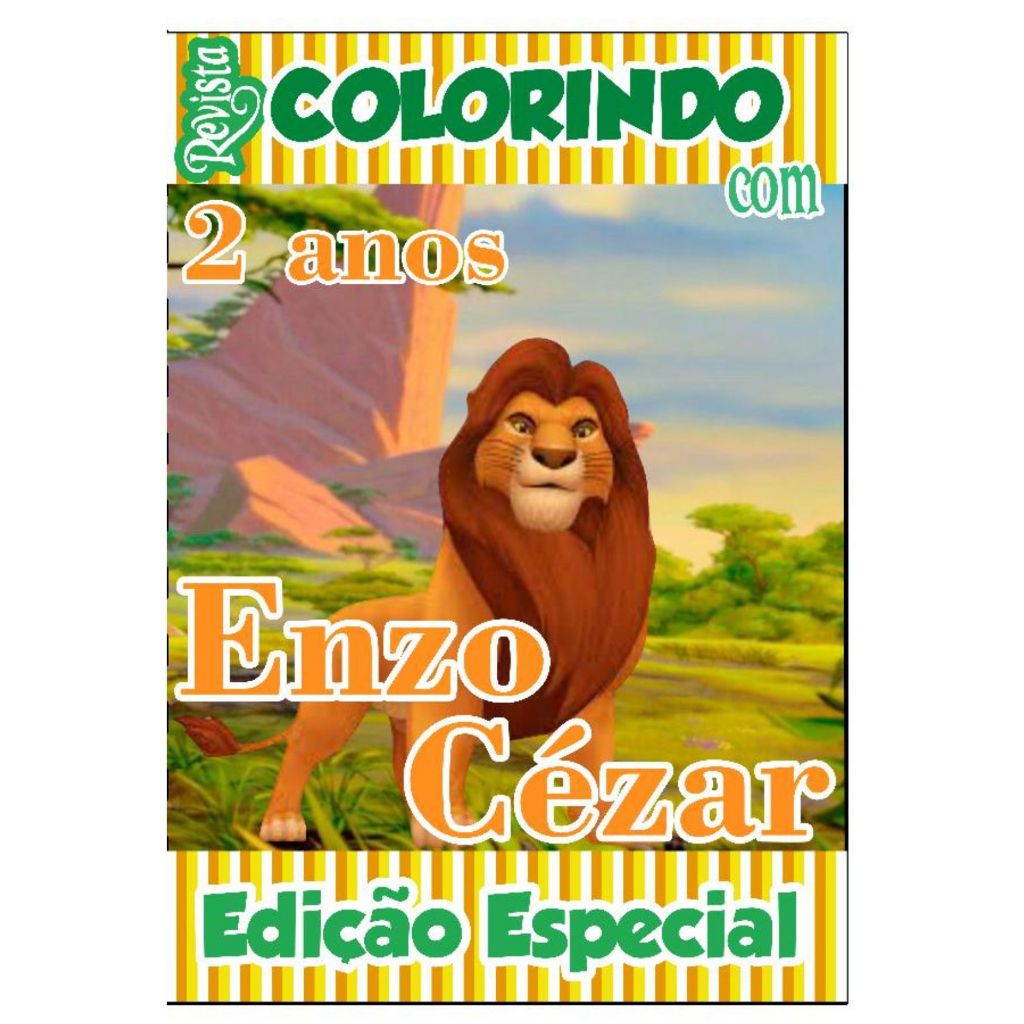 Livro De Colorir Personalizado / Revistinha de Colorir - Tema: Rei Leão