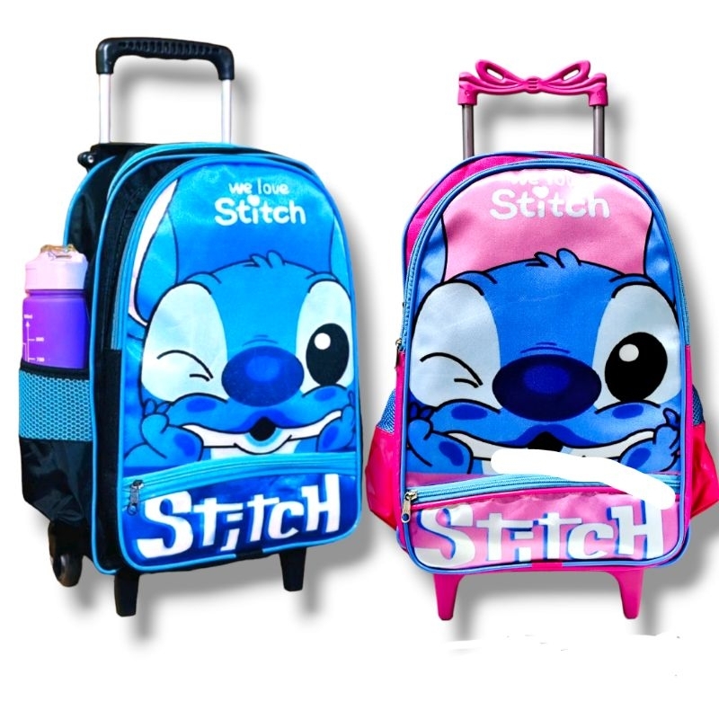 Mochila Stitch Escolar Rodinhas de Silicone menina e menino em Oferta na Shopee
