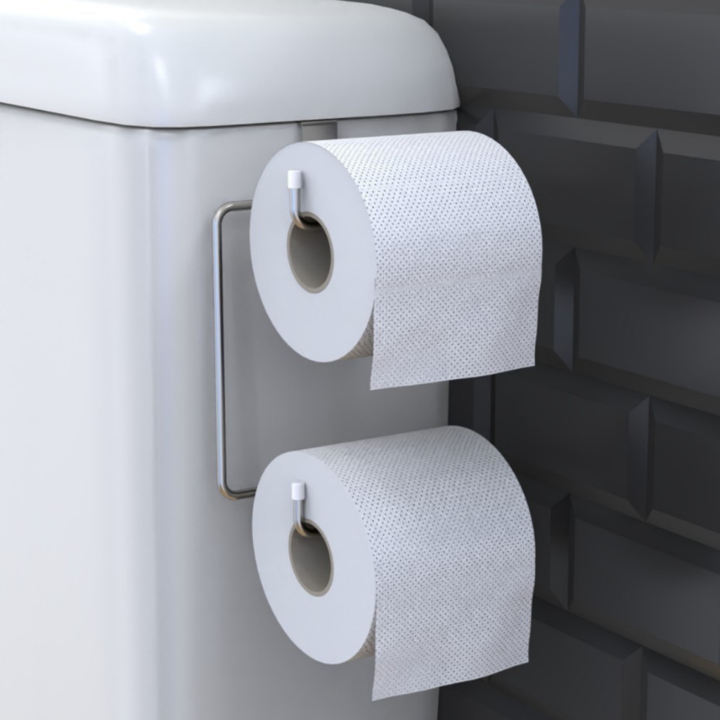 Suporte Papel Higiênico Duplo Para Caixa Acoplada Cromado
