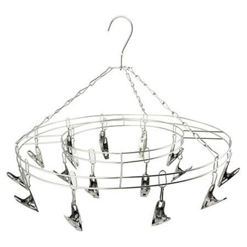 Varal Portátil 35cm Roupa Intima Aço Inox Compacto Para Lavanderia 20 Prendedores Calcinha Suspenso