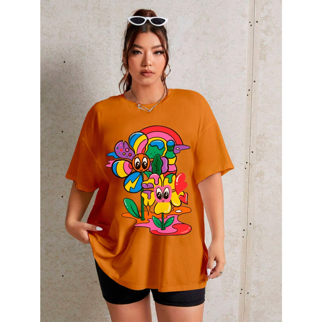 Camiseta Oversized Feminina Confortável Plus Size T Shirt Aesthetic Moda Gringa Academia Blusa Pers