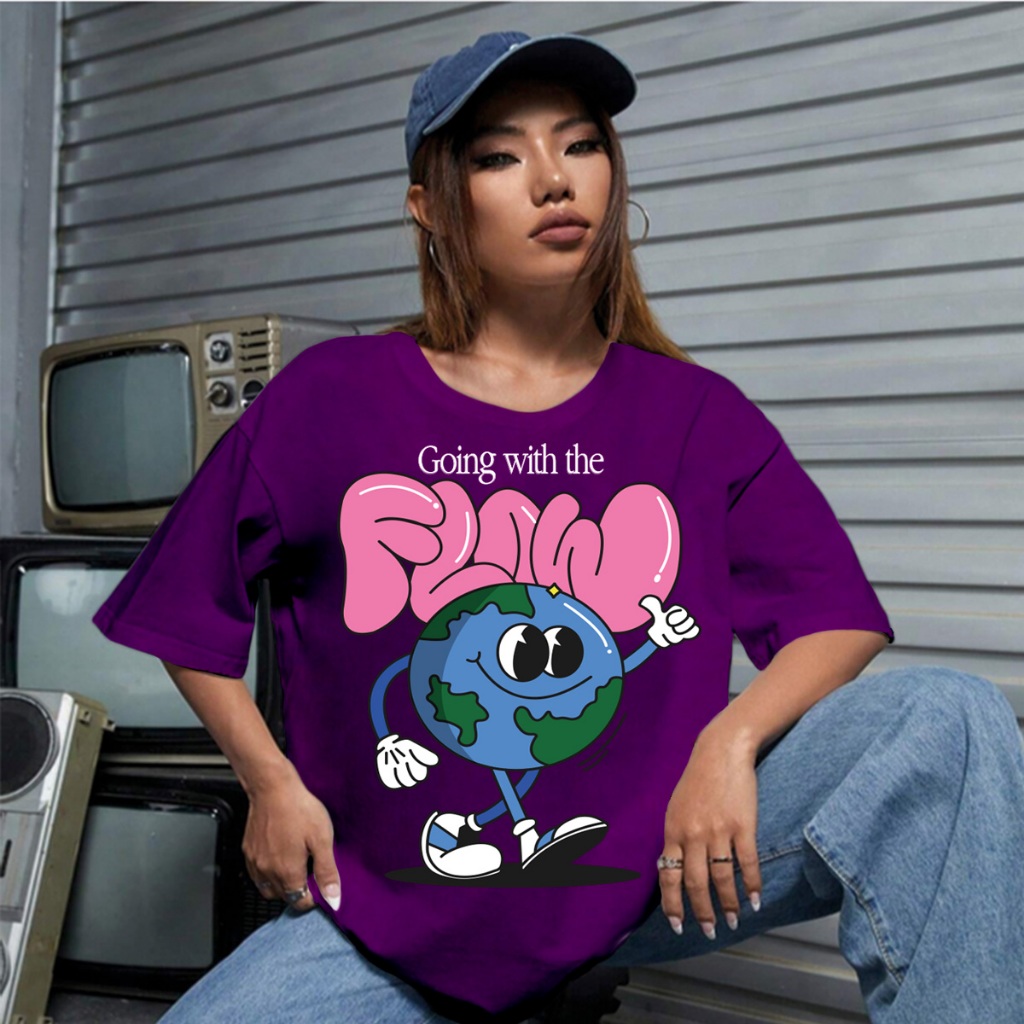 Blusa Costa Lisa Oversized Planeta Terra Emoji Tênis Joia Camiseta Roxa Estampa Estilosa T Shirt Bo