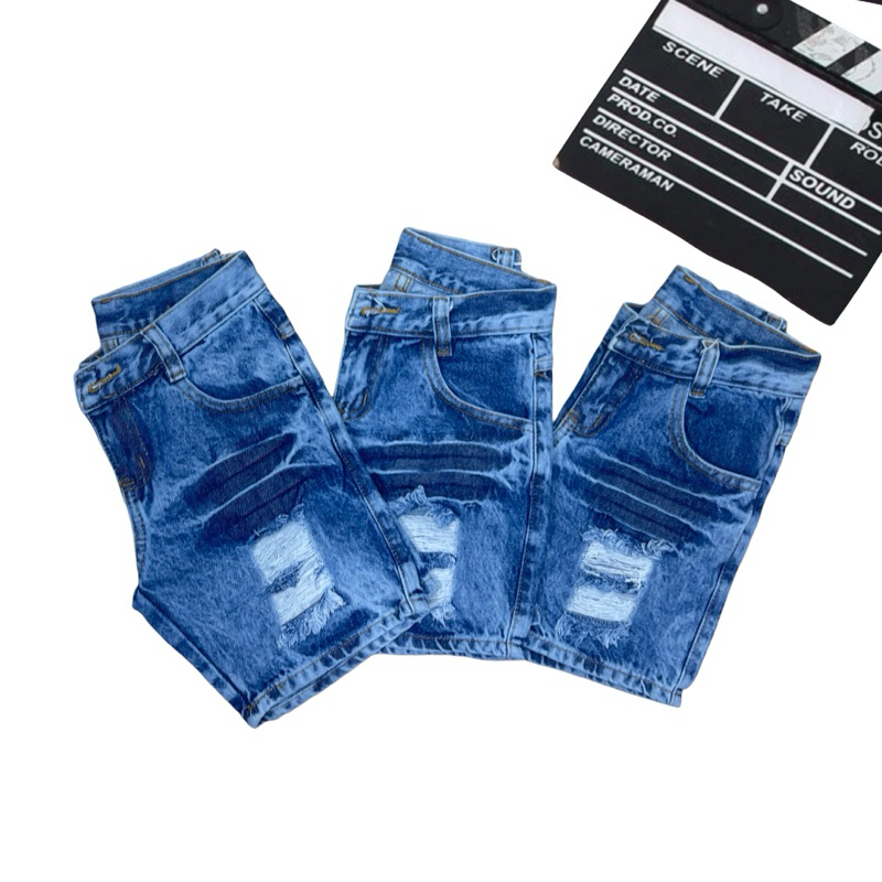 Short Jeans Menino Infantil Lavagem Médio Com Rasgada 07