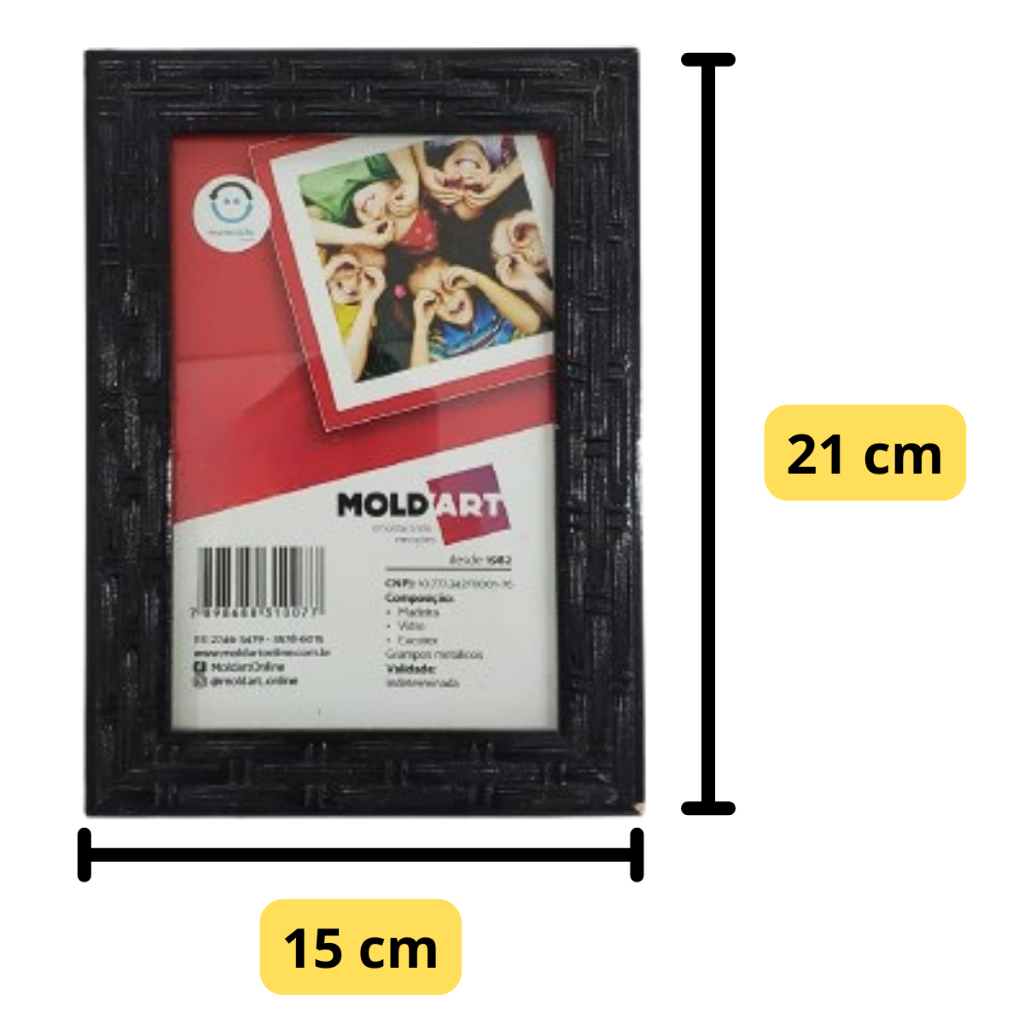 Porta Retrato de Madeira Moldart Com Vidro 15X21 Diversas Cores — imagem 2 de 2