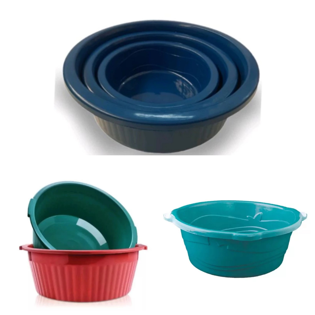 Bacia de Plástico Grande Reforçada 18 Litros 12 Litros e Kit com 3 Bacias Plástica Canelada Cozinha
